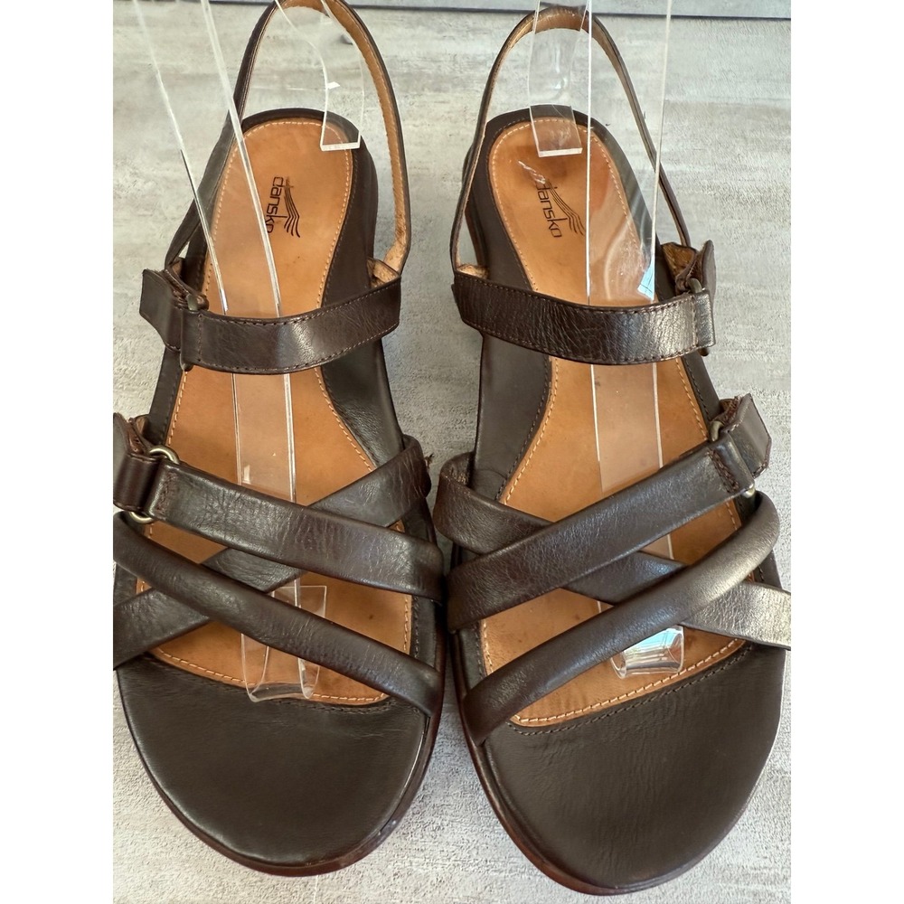 Dansko Brown Strappy Leather Slingback Sandals - Picture 3 of 8
